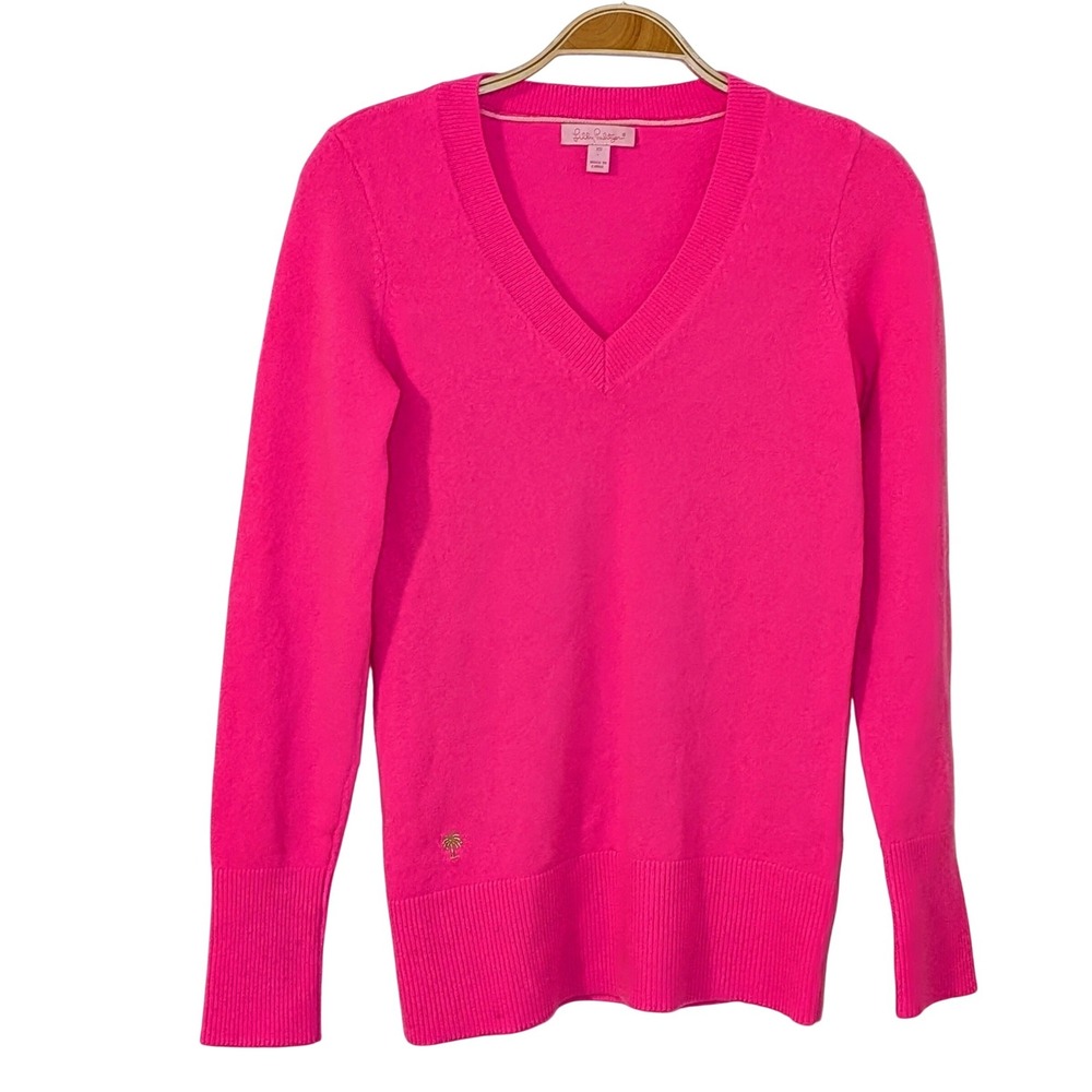 Lilly Pulitzer Pink Cashmere V Neck Sweater Soft‎ Luxury Women's Size XS